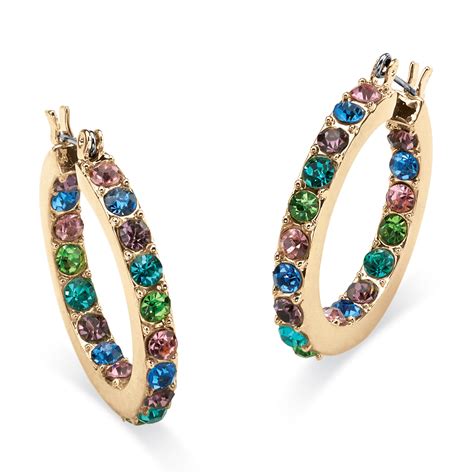 Multicolor Simulated Gemstone Inside-Out Hoop Earrings 1.17 TCW in ...