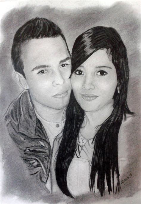 Retrato de pareja (2014) lápiz 2b y 4b 38x24cm | Portrait tattoo, Portrait, Male sketch