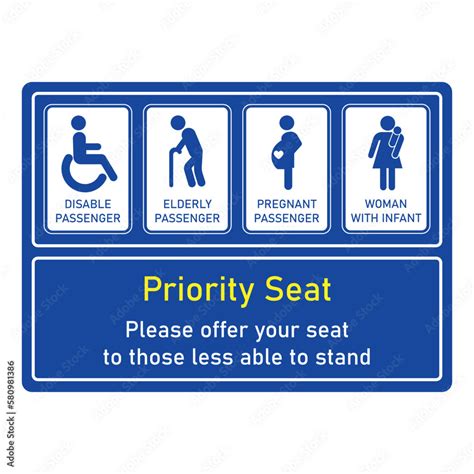 priority seat used in public transportation bus train and mass rapid transit disable handicap ...