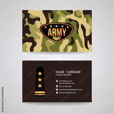 business card Template design for army and soldier texture Stock Vector | Adobe Stock