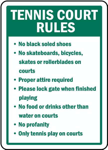 Tennis Court Rules Sign - Get 10% Off Now