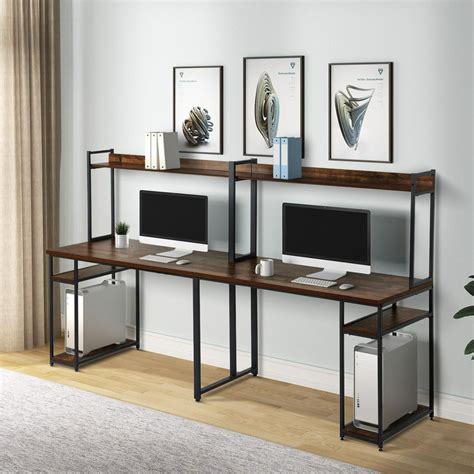 Large Double Workstation Dual Desk Home Office Desk 2-Person Computer Desk Computer desks with ...