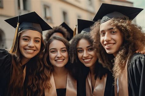 Premium AI Image | Portrait of a group of students graduation ...