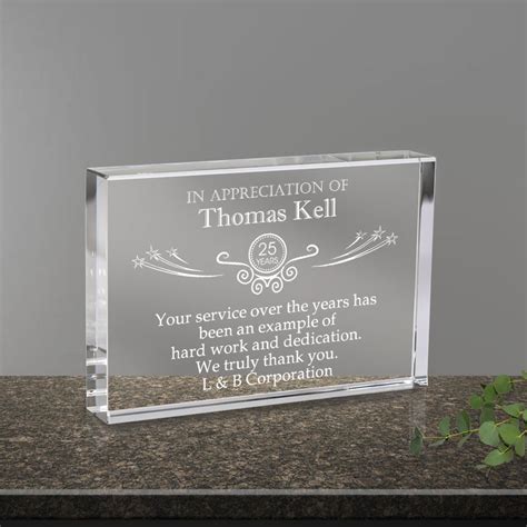 Years of Service Crystal Plaque