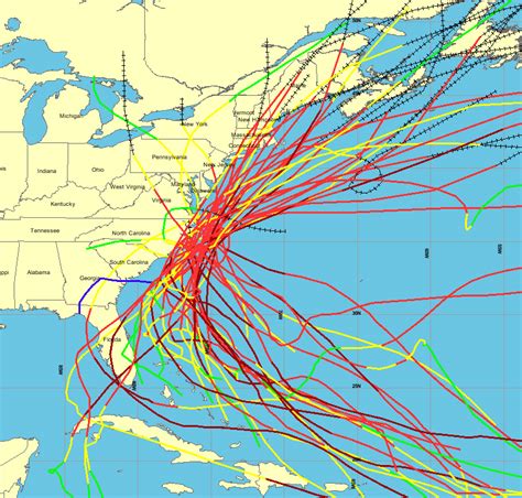 NOAA provides easy access to historical Atlantic hurricane tracks