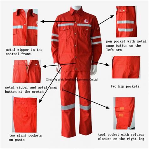 Red Cotton Fire Retardant Suit / Reflective Flame Resistant Rain Suit