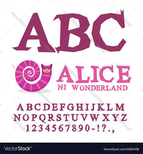 Alice in wonderland font fairy abc mad alphabet Vector Image