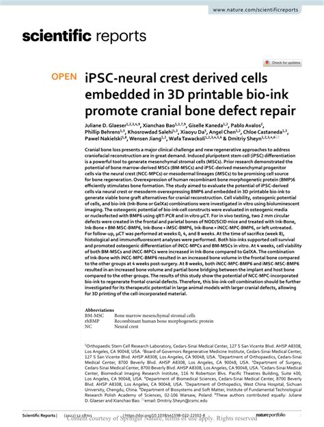 (PDF) iPSC-neural crest derived cells embedded in 3D printable bio-ink ...