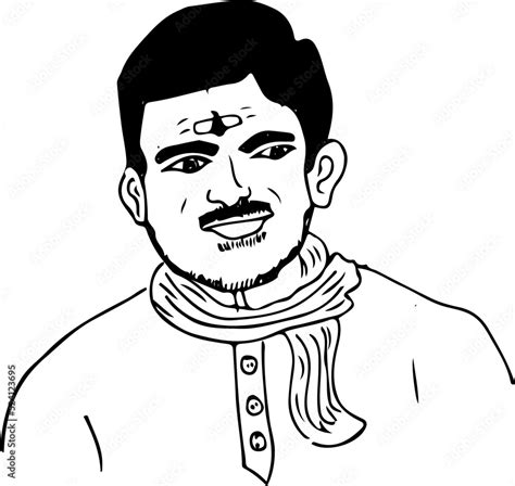 Indian Village man face sketch drawing, Indian hindu man face cartoon ...