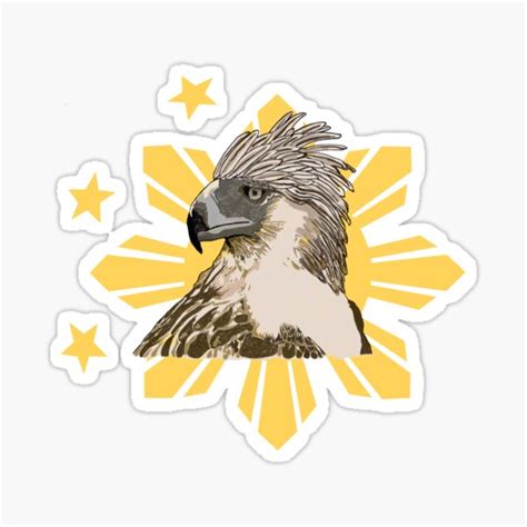 "Agila (Philippine Eagle) with Three Stars and Sun" Sticker for Sale by ...