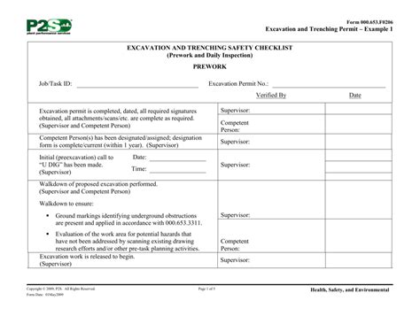 Excavation safety checklist - Trosmassage