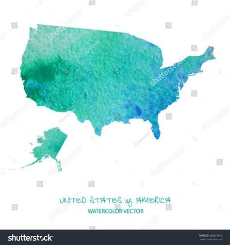 Hand Drawn Watercolor Map Usa Isolated Stock Vector (Royalty Free) 258973355 | Shutterstock