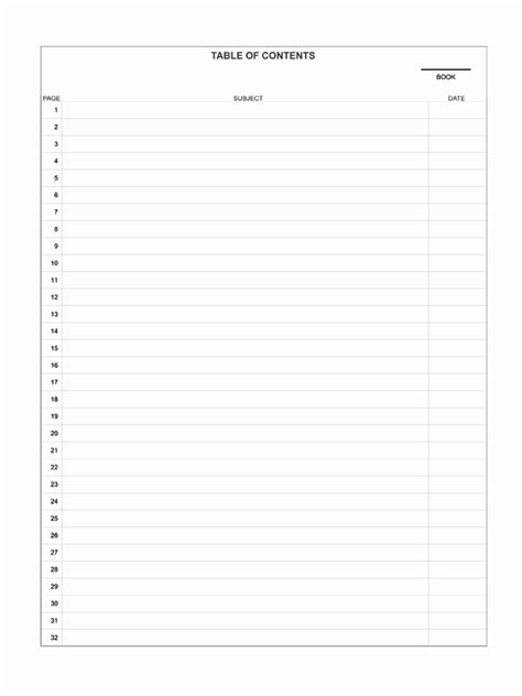 50 Printable Table Of Contents Template