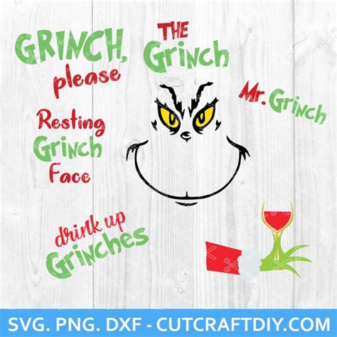 Grinch SVG Bundle, DXF, PNG, Cut Files, Grinch Please SVG, The Grinch