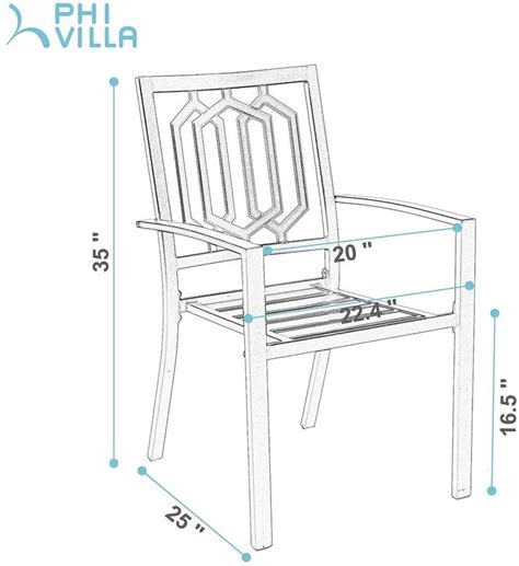 PHI VILLA Patio Outdoor Dining Chairs Garden Backyard Chairs - Set of 2 ...