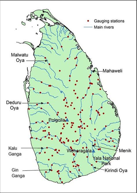 Sri Lanka river map - River map Sri Lanka (Southern Asia - Asia)