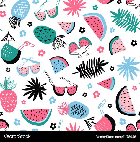 Summer seamless pattern tropical background Vector Image