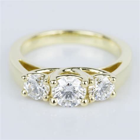 Trellis Three Diamond Engagement Ring in Yellow Gold (0.50 ct.)