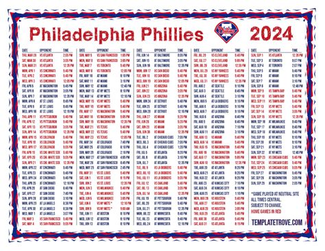 Phillies Schedule 2024 Printable