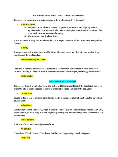 Industrialization and Its Impact To The Environment | PDF | Economic Growth | Agriculture