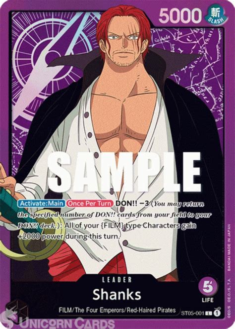 ST05-001 Shanks :: Leader One Piece TCG Card:: Unicorn Cards - YuGiOh ...