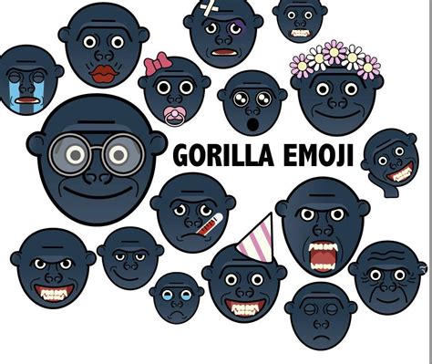 GORILLA EMOJI - Gorilla clipart, monkey emoji, animal clipart, monkey clipart, Gorilla ...