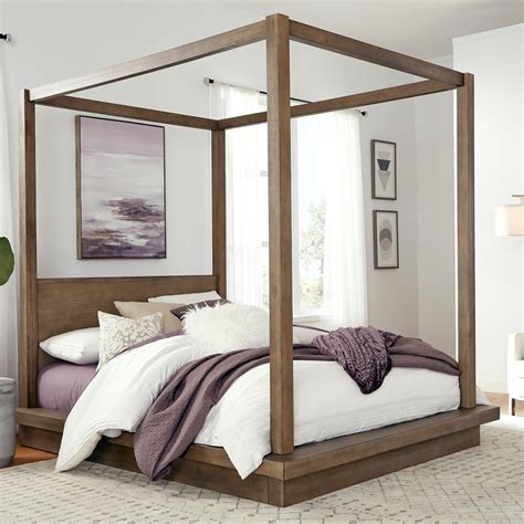 Melbourne Contemporary Queen Canopy Bed | Sadler's Home Furnishings | Canopy Beds