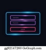 1 Neon Style Login Ui Form Design With Shiny Effect Clip Art | Royalty Free - GoGraph