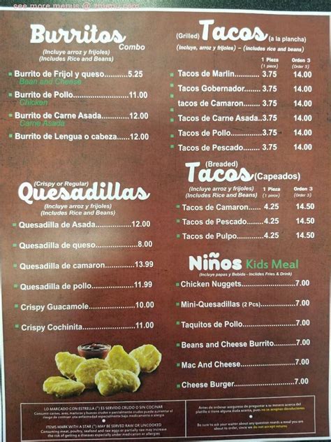 Menu at ""BACANORA GRILL"" Sonora Style restaurant, Phoenix