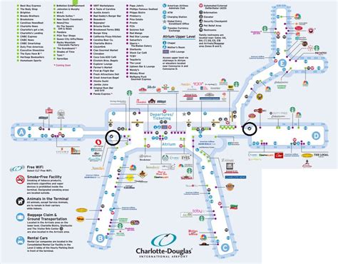 Airport map, Charlotte douglas international airport, Airport