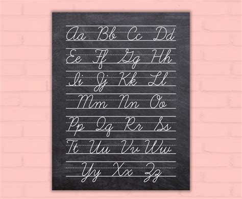 Cursive Alphabet Chart Handwriting Practice Cursive - Etsy UK