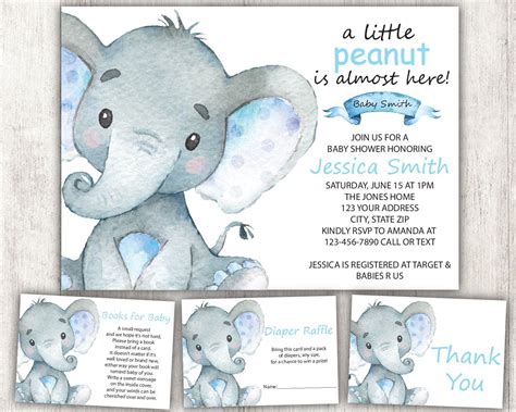 Elephant Baby Shower Invitation Boy Elephant Safari Baby | Etsy | Elephant baby shower boy ...