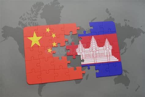 China and Cambodia Puzzles from Flags, 3D Rendering Stock Illustration ...