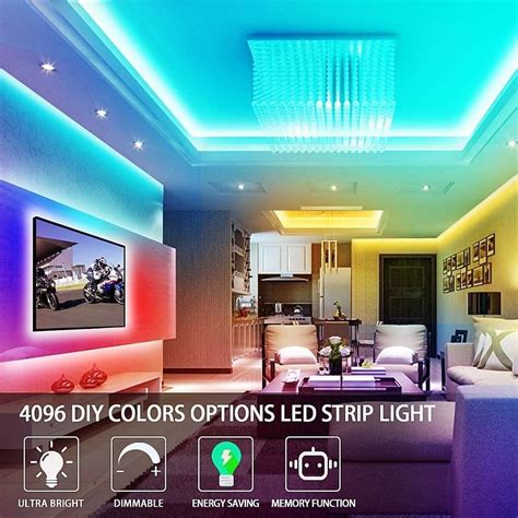 [C0310] RGB LED Strip Lights 5m, Bright 4096 DIY Colors Rope Lights with Memory Function, Self ...