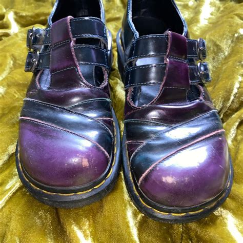 purple and black doc marten dr. martens platform... - Depop