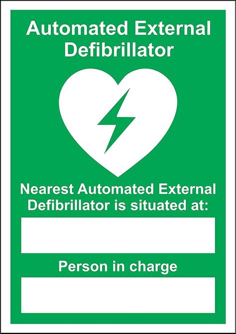 Automated External Defibrillator Nearest location sign - Self adhesive sticker 300mm x 200mm ...