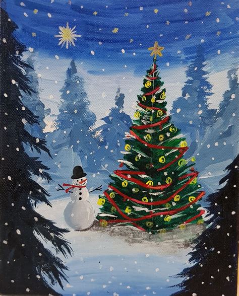 Christmas acrylic painting on canvas #hankraftedartstudio | Christmas canvas art, Christmas ...