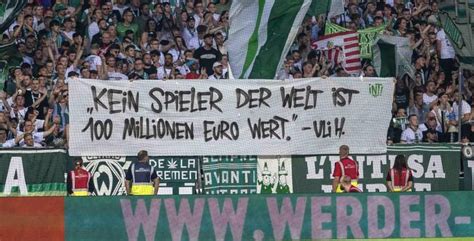 Werder Bremen fans yesterday with a banner reading: "No player in the ...