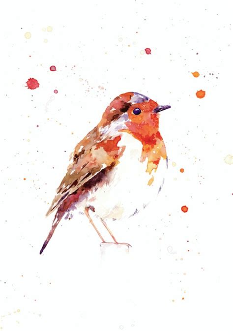 Robin Watercolour Art Print-colourful, Robin Painting, Living Room ...