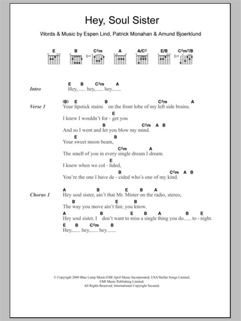 Hey Soul Sister Chords Ukulele Easy - Sheet and Chords Collection