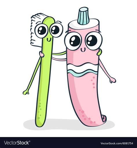 Cartoon toothbrush and toothpaste isolated Vector Image