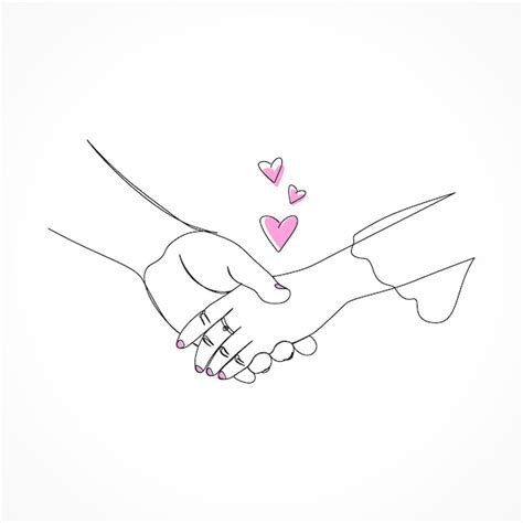 Premium Vector | Couple holding hands romantically line art