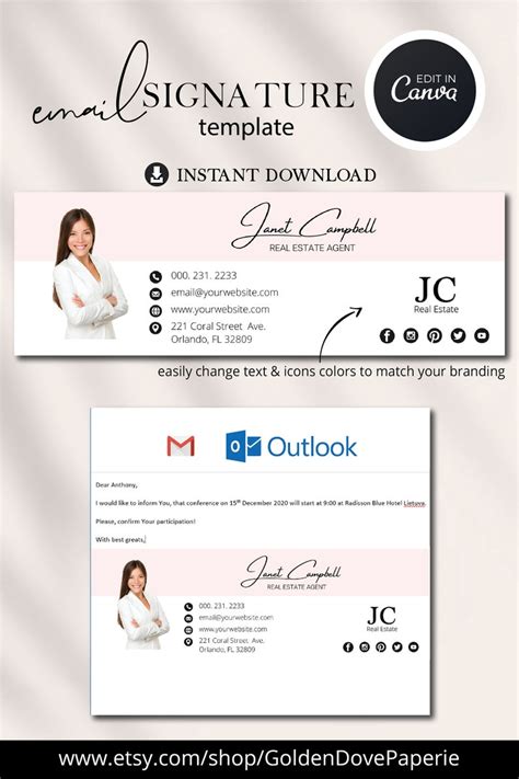 Email Signature Real Estate Templates Realtor Gift | Etsy in 2021 | Email signature templates ...