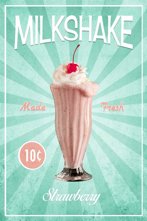 Retro Milkshake Print, Strawberry Milkshake Photo, Vintage, Malt Shop Photo, Kitchen Decor, Food ...