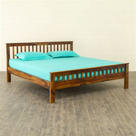 Buy Helios Leffe Sheesham Wood Queen Bed - Brown from Home Centre at just INR 59993.0