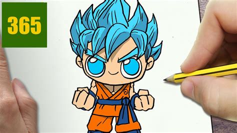 COMMENT DESSINER GOKU SSJ DIEU BLEU KAWAII ÉTAPE PAR ÉTAPE – Dessins kawaii facile - YouTube