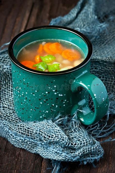 Bowl of Delicious Vegetables Soup on Wooden Table Stock Image - Image of healthy, leaves: 140235305