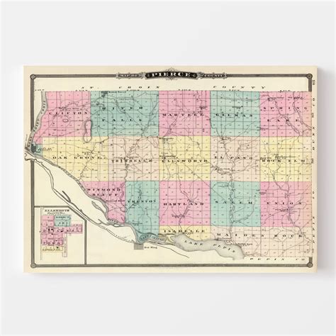 Vintage Map of Pierce County Wisconsin, 1878 by Ted's Vintage Art