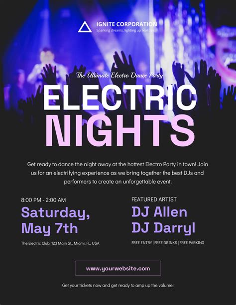 Black and Blue Purple Electric Nights Party Poster - Venngage