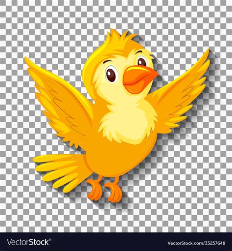 Cute yellow bird cartoon character Royalty Free Vector Image